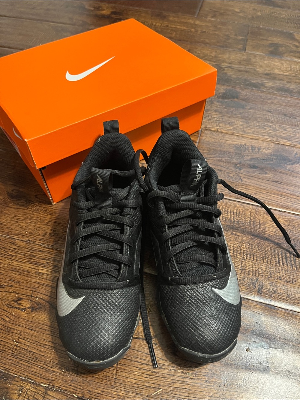 Nike Black Cleats with Silver Swoosh Accents